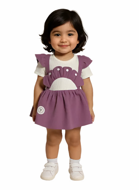 Printed Cotton Frock for Baby Girls – Short Sleeves (6–12 Months)