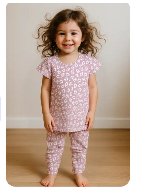 Kids' Cotton Pajama Set – Printed, Short Sleeves (4–5 Years)