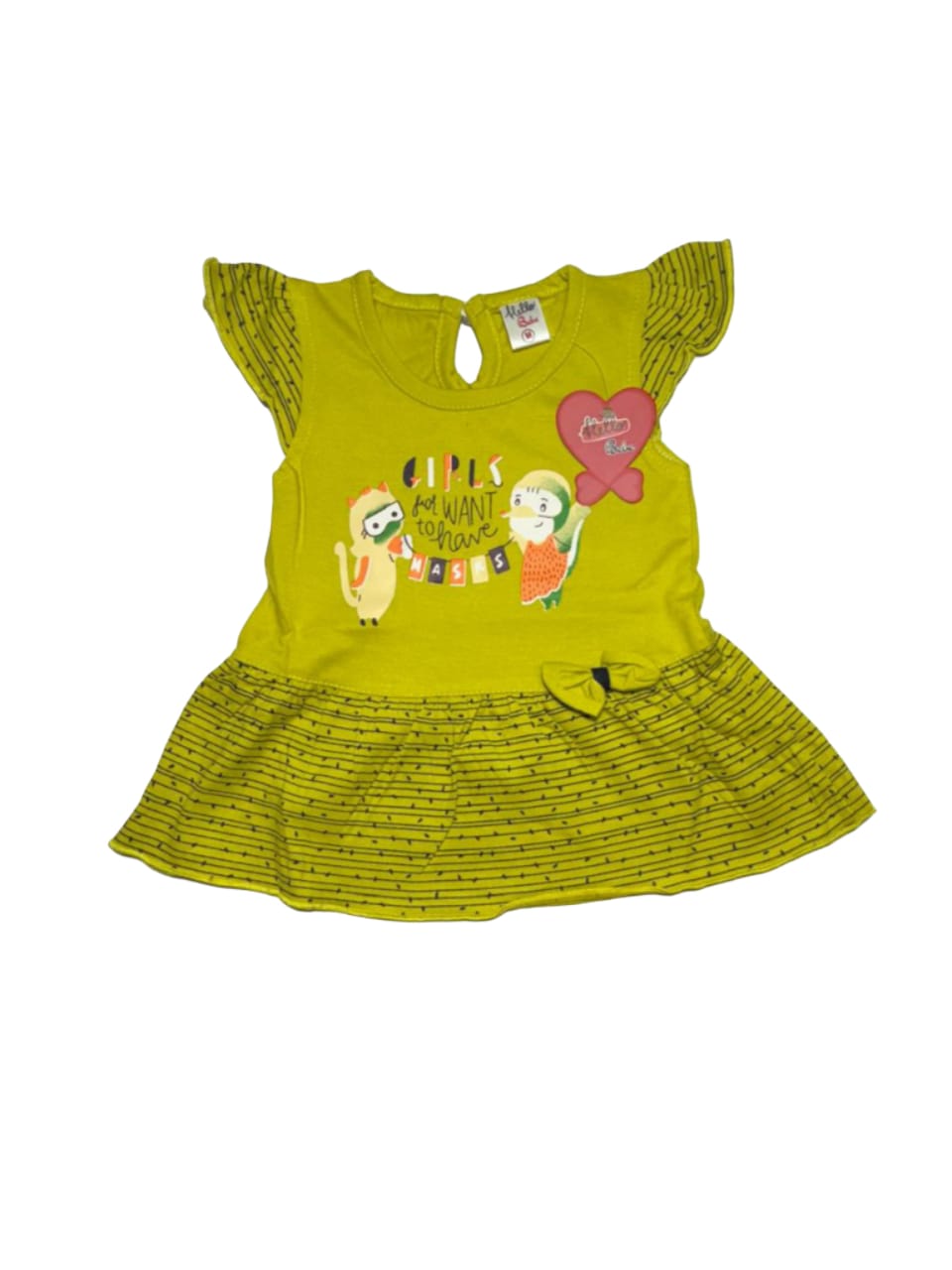 Printed Cotton Frock for Girls – Short Sleeves, Size M,9-15months