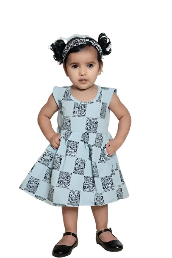 Printed Cotton Frock for Girls – Short Sleeves (2–3 Years)