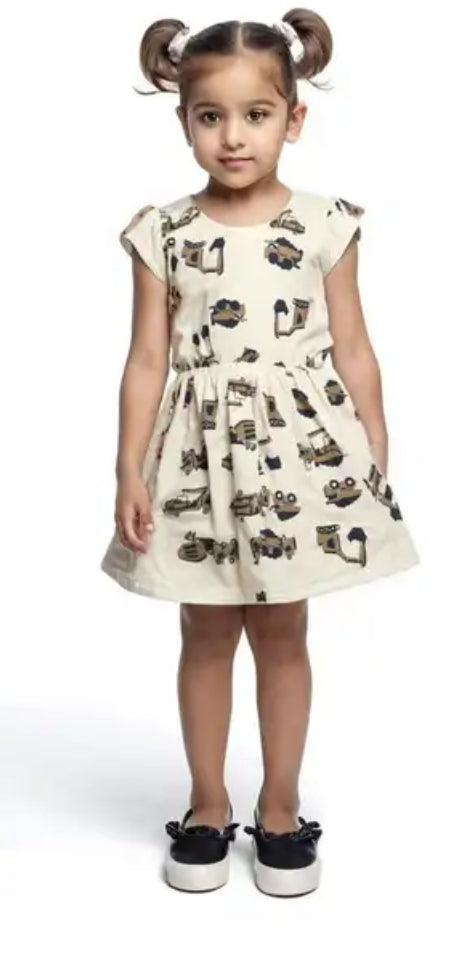 Girls’ Printed Cotton Frock – Short Sleeves, 2–3 Years
