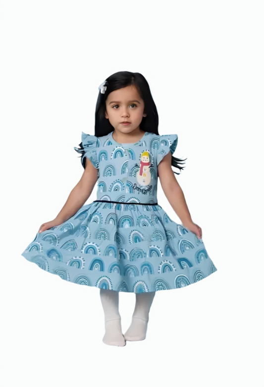 Printed Cotton Frock for Girls – Short Sleeves, Size 12-18months