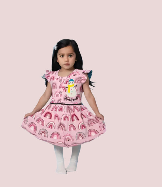 Printed Cotton Frock for Girls – Short Sleeves, Size 9-15 months