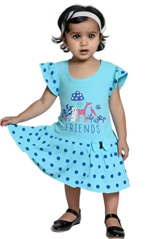 Printed Cotton Frock for Girls – Short Sleeves, Size L,12-18months