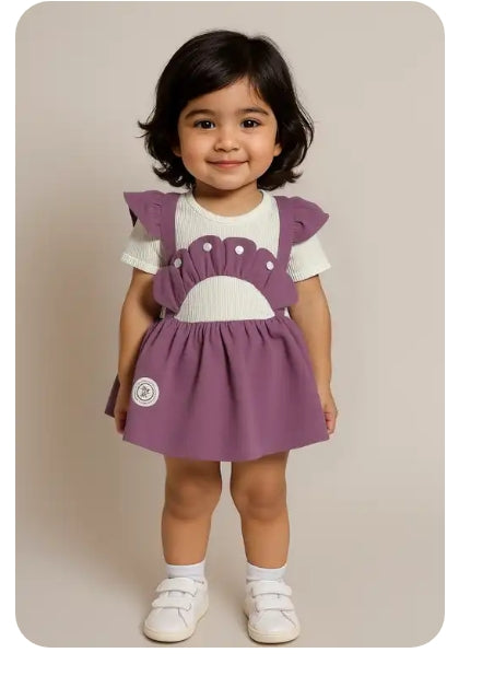 Printed Cotton Frock for Baby Girls – Short Sleeves (6–12 Months)