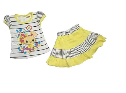 Baby Girl Printed T-Shirt with Skirt Set – Short Sleeves (12–15 Months)