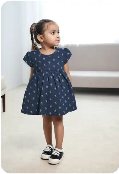 Printed Cotton Frock – Short Sleeves, 12–15 Months