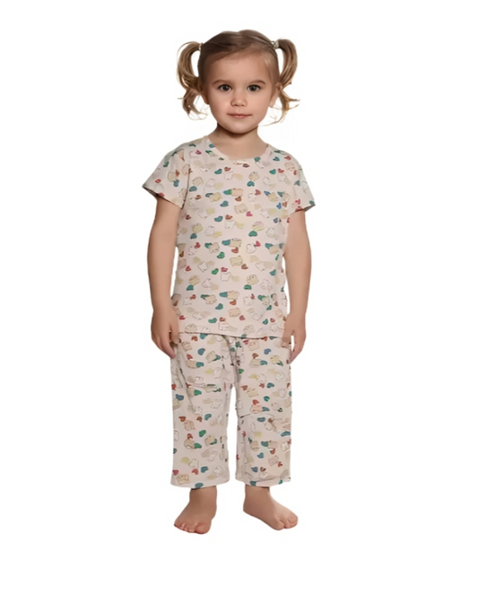 Kids' Cotton Pajama Set – Printed, Short Sleeves (4–5 Years)