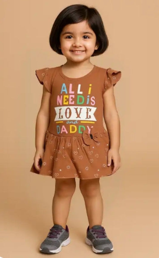 Toddler Girls' Cotton Frock – Short Sleeve, Daily Wear