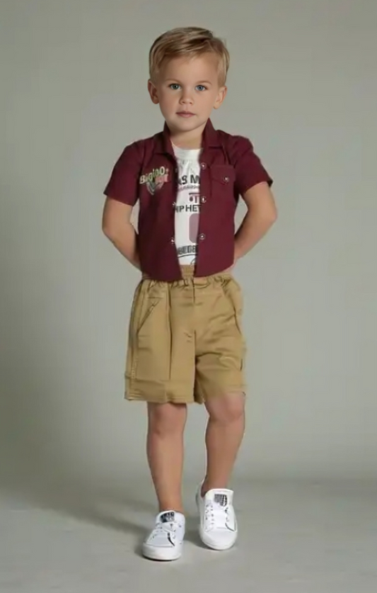 Boys 3 Pcs combo,Shirt,T shirt,Shorts