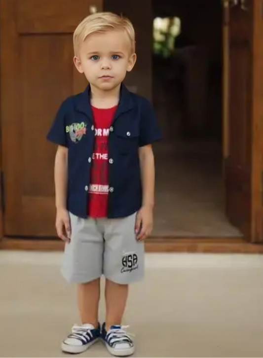 Boys 3Pcs Combo,Shirt,Tshirt,Shorts