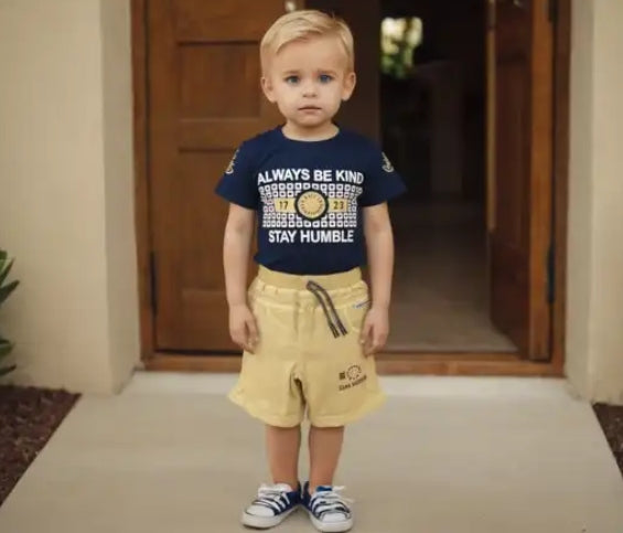 Boys cotton half sleeve printed T shirt combo with shorts