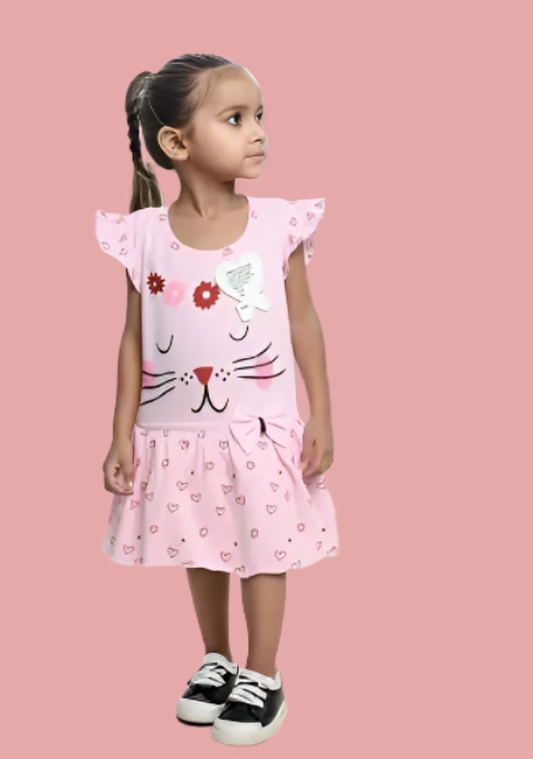 Printed Cotton Frock for Girls – Short Sleeves, Size 6-12 months